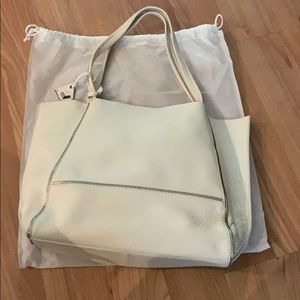 Botkier white leather tote w/ zipper detail